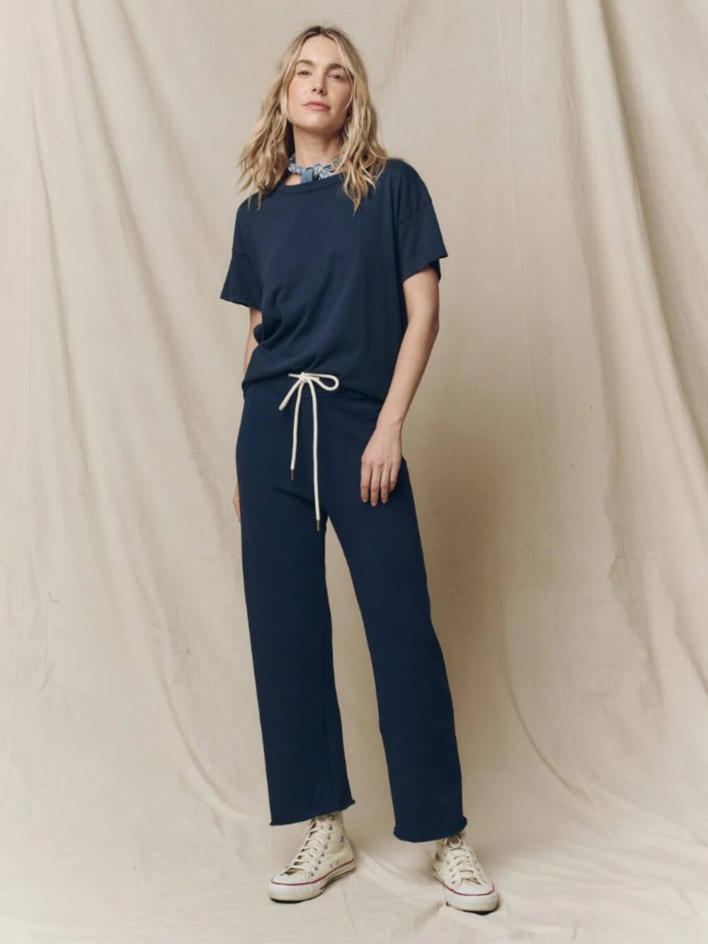 The Great The Wide Leg Cropped Sweatpant True Navy USA Womens 2